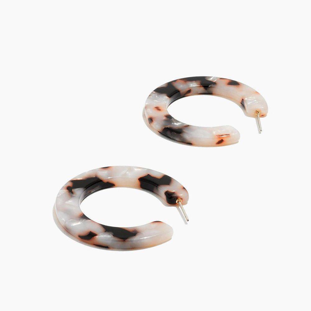 Madewell Tortoiseshell Hoop Earrings in Cream, Black & Brown